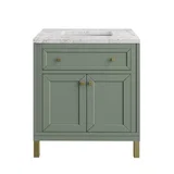 Chicago 30" Single Vanity, Smokey Celadon, w/ 3 CM Eternal Jasmine Pearl Silestone® Top
