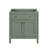 Chicago 30" Single Vanity, Smokey Celadon, w/ 3 CM Eternal Jasmine Pearl Silestone® Top