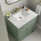 Chicago 30" Single Vanity, Smokey Celadon, w/ 3 CM Eternal Jasmine Pearl Silestone® Top