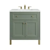 Chicago 30" Single Vanity, Smokey Celadon, w/ 3 CM Ethereal Noctis Silestone® Top