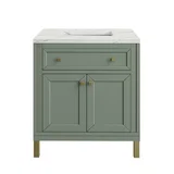 Chicago 30" Single Vanity, Smokey Celadon, w/ 3 CM Ethereal Noctis Silestone® Top