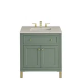 Chicago 30" Single Vanity, Smokey Celadon, w/ 3 CM Siberian Silestone Top