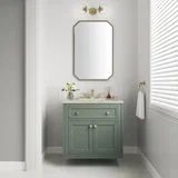 Chicago 30" Single Vanity, Smokey Celadon, w/ 3 CM Siberian Silestone Top