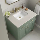 Chicago 30" Single Vanity, Smokey Celadon, w/ 3 CM Siberian Silestone Top