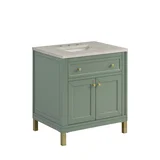 Chicago 30" Single Vanity, Smokey Celadon, w/ 3 CM Siberian Silestone Top
