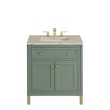 Chicago 30" Single Vanity, Smokey Celadon, w/ 3 CM Tajnar Eclos Top
