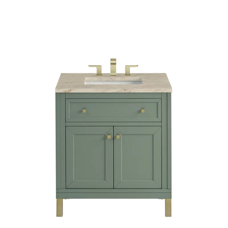 Chicago 30" Single Vanity, Smokey Celadon, w/ 3 CM Tajnar Eclos Top