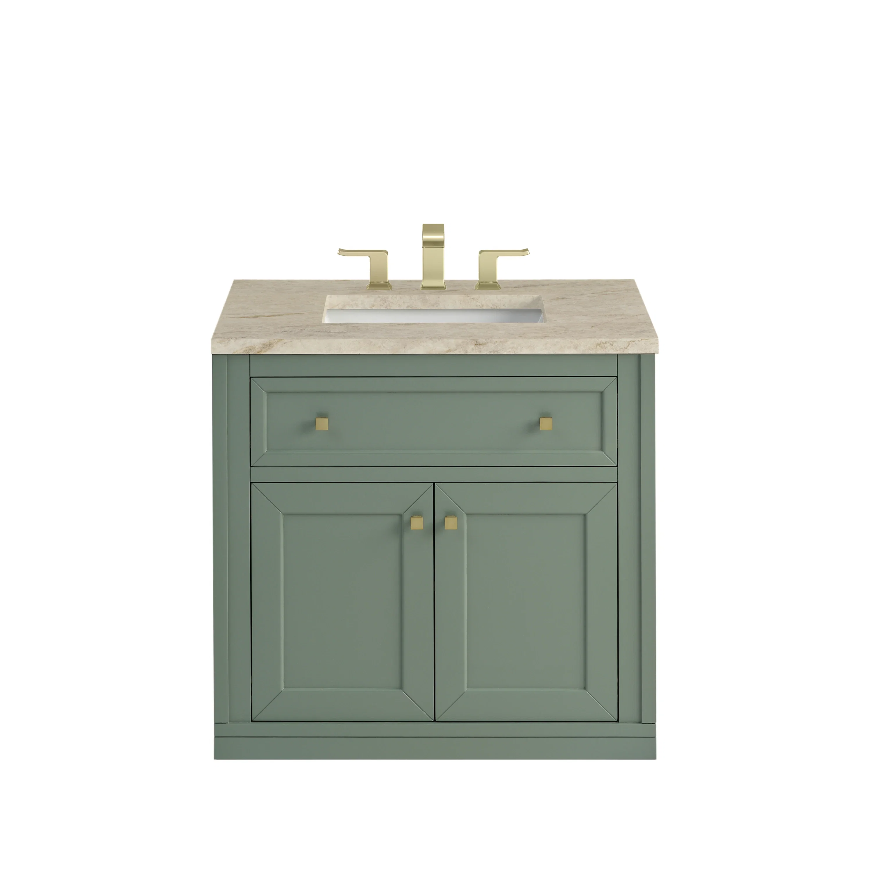 Chicago 30" Single Vanity, Smokey Celadon, w/ 3 CM Tajnar Eclos Top