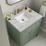 Chicago 30" Single Vanity, Smokey Celadon, w/ 3 CM Victorian Silver Silestone® Top