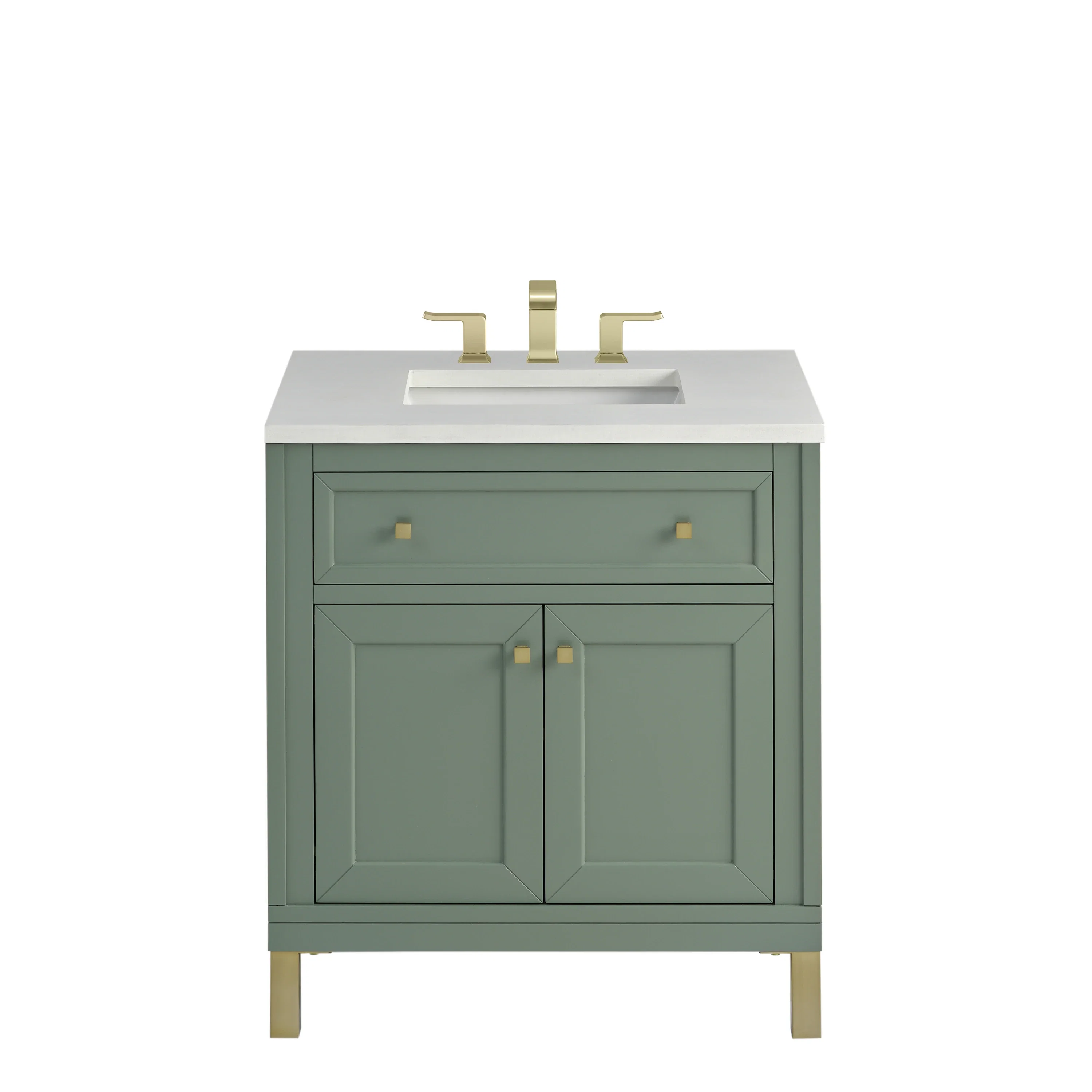 Chicago 30" Single Vanity, Smokey Celadon, w/ 3 CM White Zeus Silestone® Top