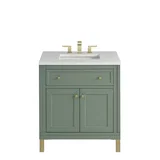 Chicago 30" Single Vanity, Smokey Celadon, w/ 3 CM White Zeus Silestone® Top