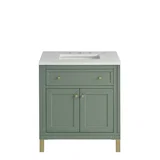Chicago 30" Single Vanity, Smokey Celadon, w/ 3 CM White Zeus Silestone® Top