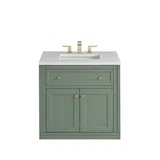 Chicago 30" Single Vanity, Smokey Celadon, w/ 3 CM White Zeus Silestone® Top