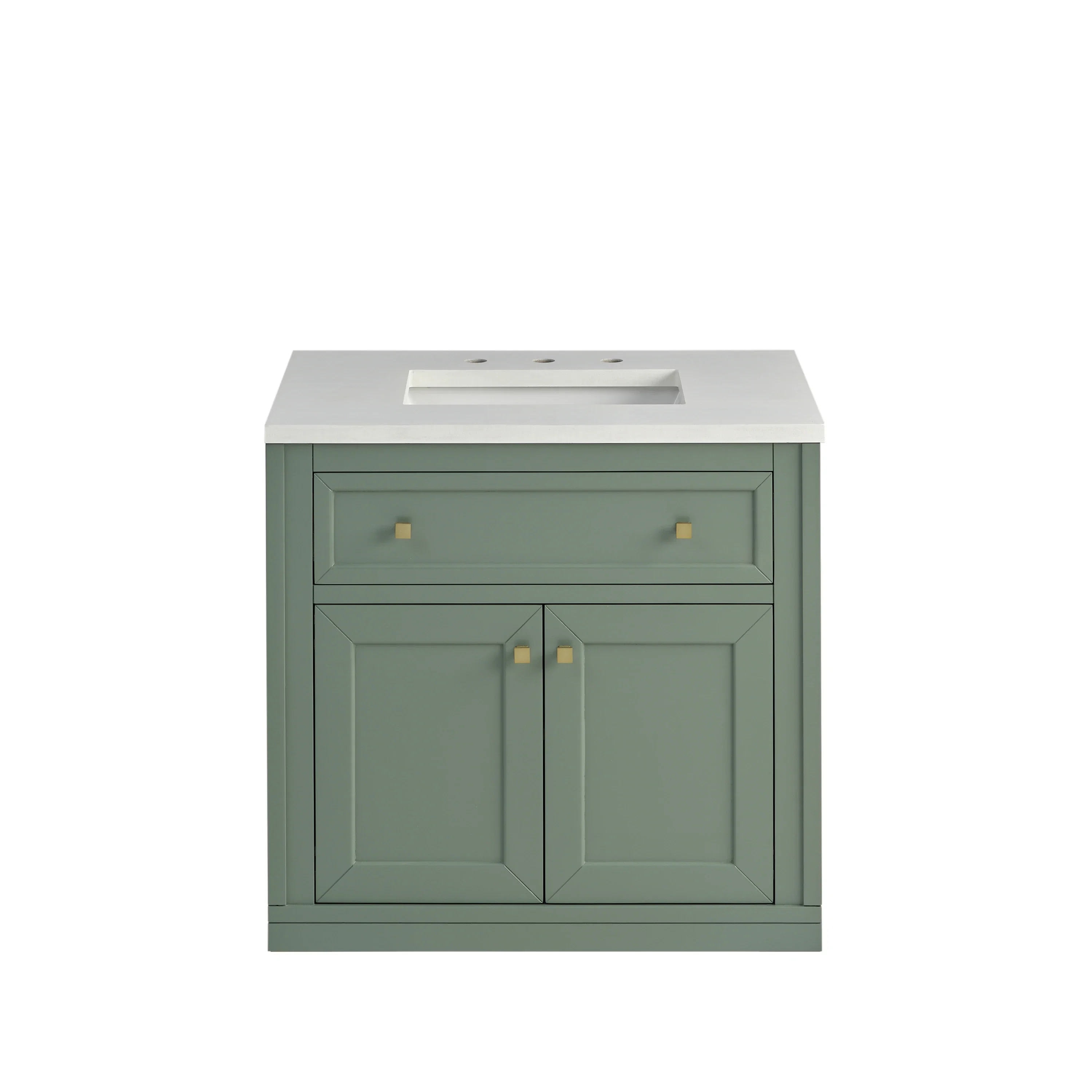 Chicago 30" Single Vanity, Smokey Celadon, w/ 3 CM White Zeus Silestone® Top