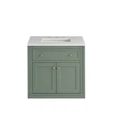 Chicago 30" Single Vanity, Smokey Celadon, w/ 3 CM White Zeus Silestone® Top