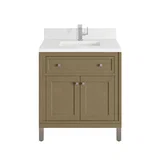 Chicago 30" Single Vanity, Walnut Whisper, w/ Single Hole 3CM White Zeus Silestone® Top & Backsplash