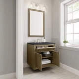 Chicago 30" Single Vanity, Walnut Whisper, w/ 3 CM Charcoal Soapstone Silestone® Top