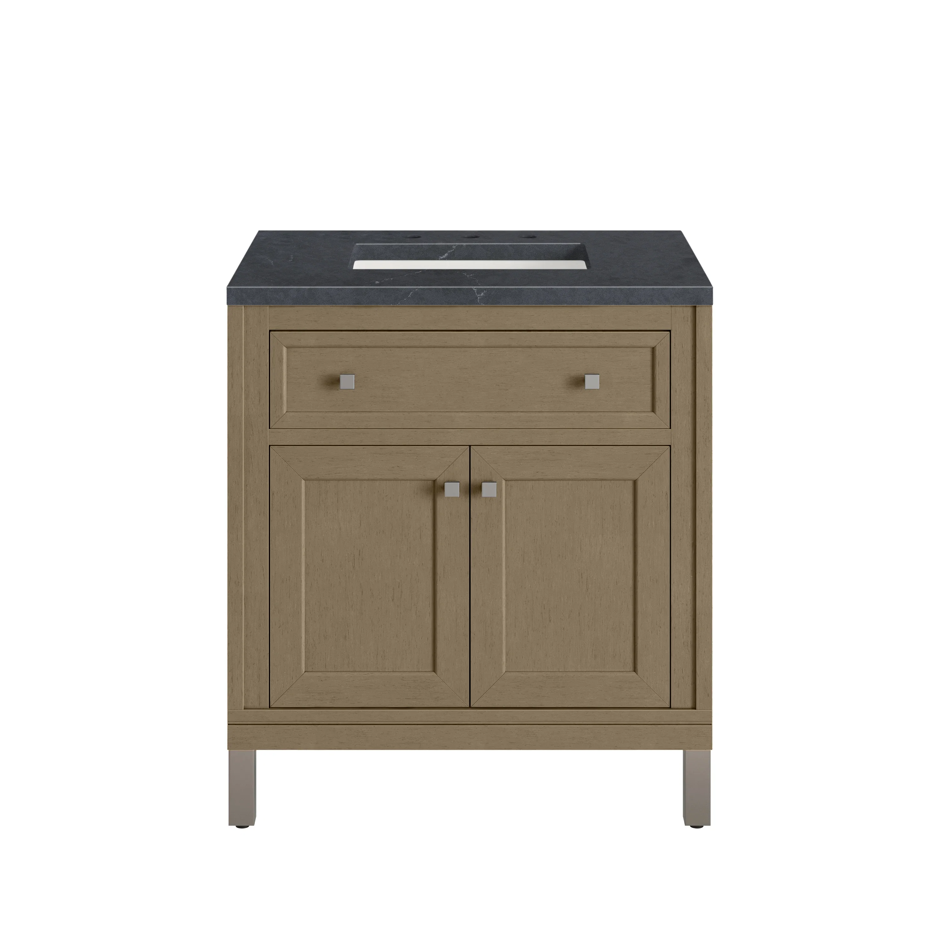 Chicago 30" Single Vanity, Walnut Whisper, w/ 3 CM Charcoal Soapstone Silestone® Top