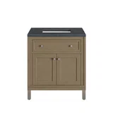 Chicago 30" Single Vanity, Walnut Whisper, w/ 3 CM Charcoal Soapstone Silestone® Top