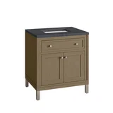 Chicago 30" Single Vanity, Walnut Whisper, w/ 3 CM Charcoal Soapstone Silestone® Top