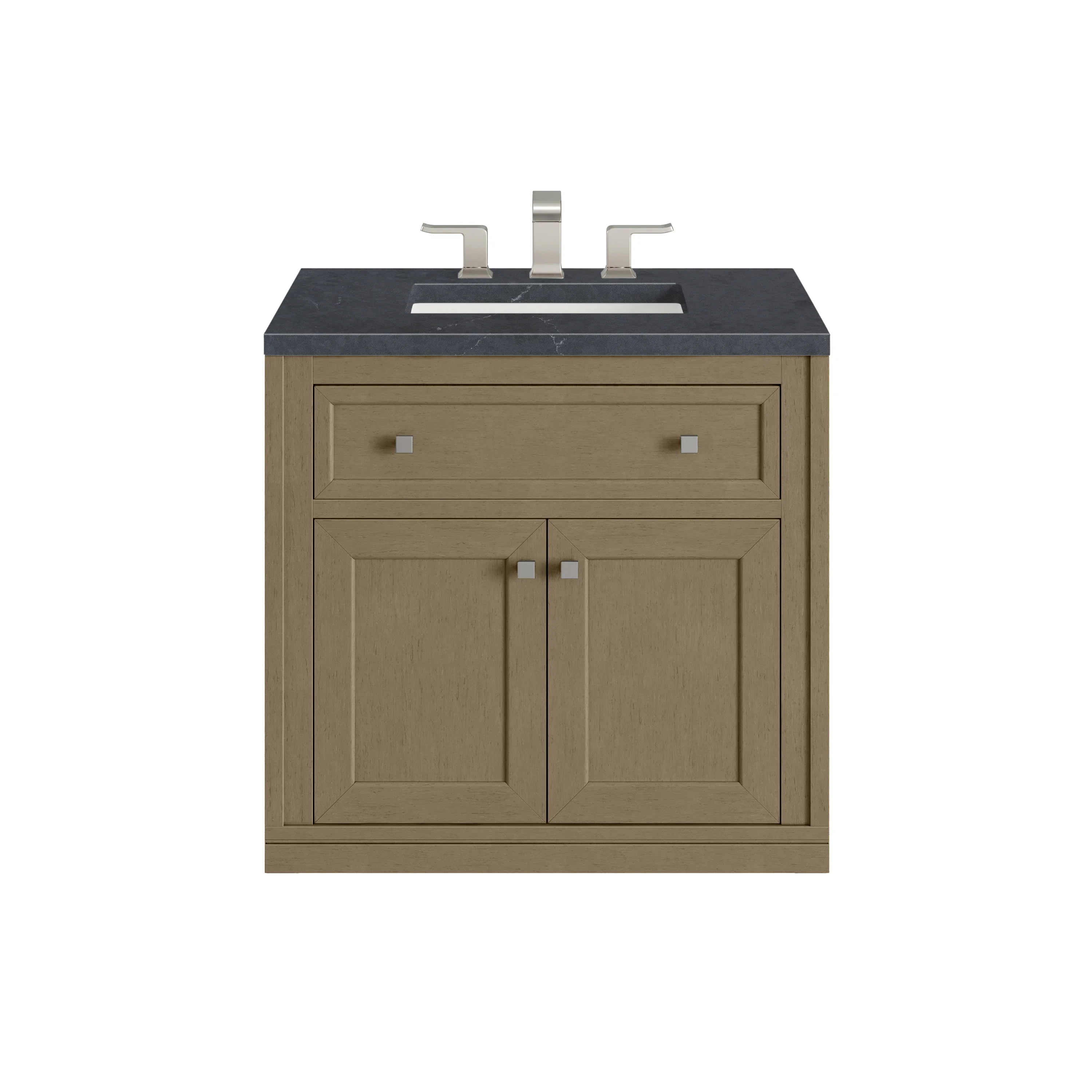 Chicago 30" Single Vanity, Walnut Whisper, w/ 3 CM Charcoal Soapstone Silestone® Top