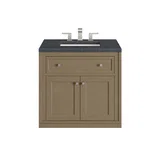 Chicago 30" Single Vanity, Walnut Whisper, w/ 3 CM Charcoal Soapstone Silestone® Top