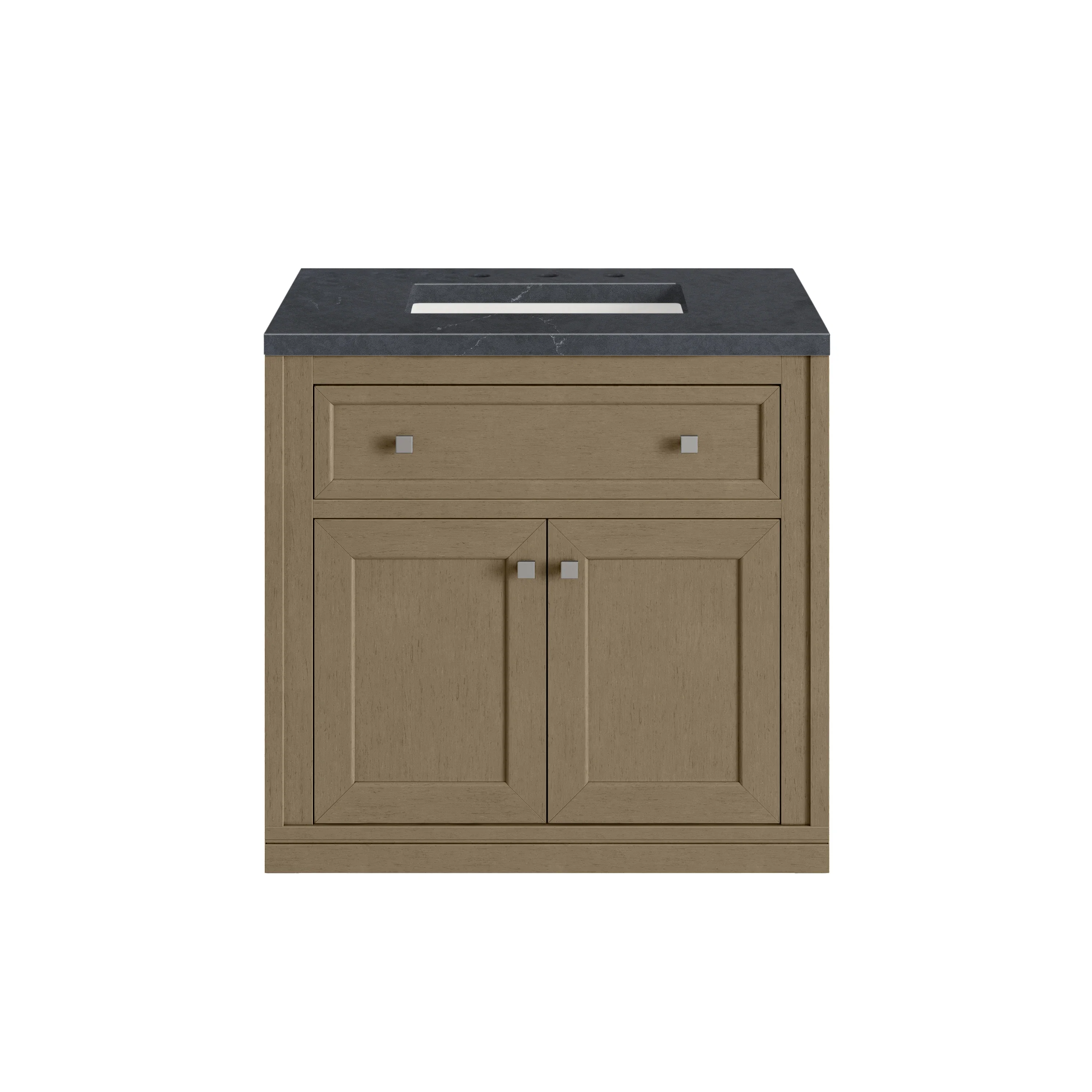 Chicago 30" Single Vanity, Walnut Whisper, w/ 3 CM Charcoal Soapstone Silestone® Top