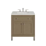 Chicago 30" Single Vanity, Walnut Whisper, w/ 3 CM Eternal Jasmine Pearl Silestone® Top