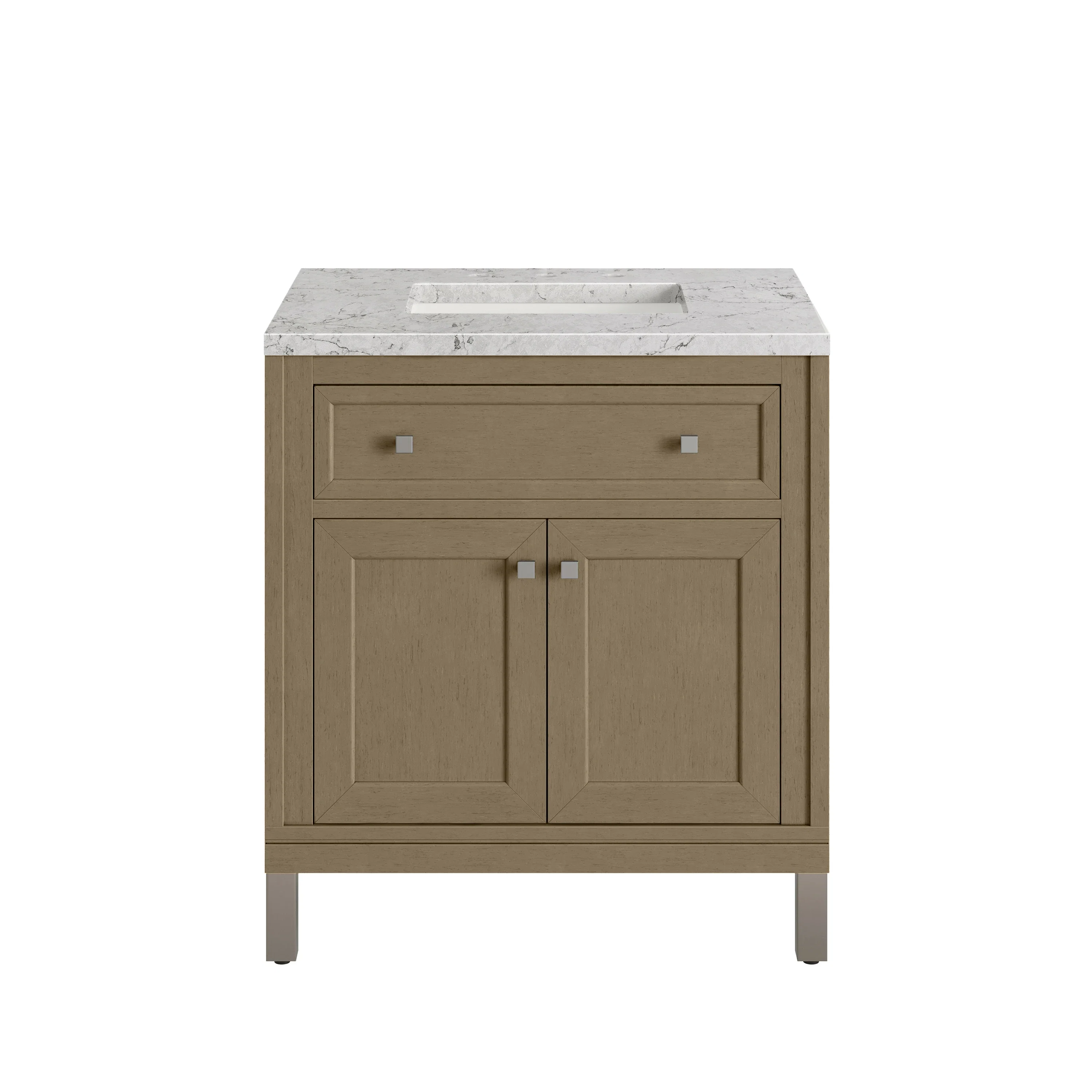 Chicago 30" Single Vanity, Walnut Whisper, w/ 3 CM Eternal Jasmine Pearl Silestone® Top