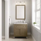 Chicago 30" Single Vanity, Walnut Whisper, w/ 3 CM Eternal Jasmine Pearl Silestone® Top