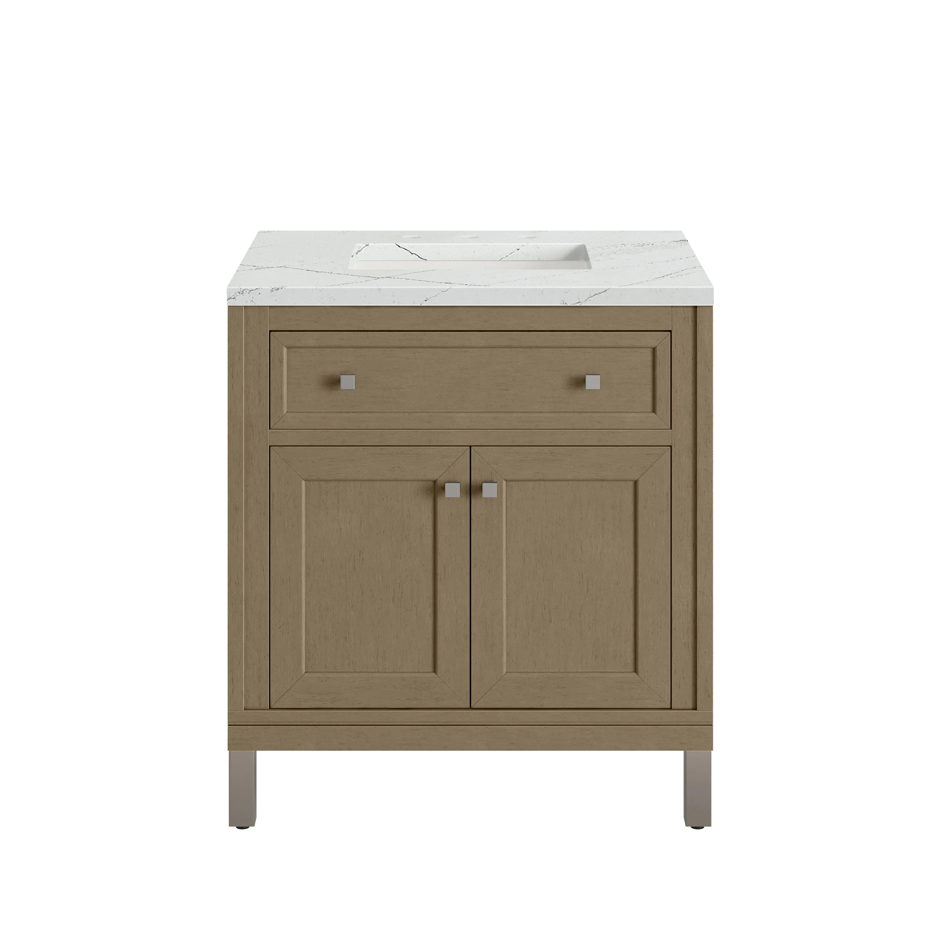 Chicago 30" Single Vanity, Walnut Whisper, w/ 3 CM Ethereal Noctis Silestone® Top