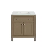 Chicago 30" Single Vanity, Walnut Whisper, w/ 3 CM Ethereal Noctis Silestone® Top