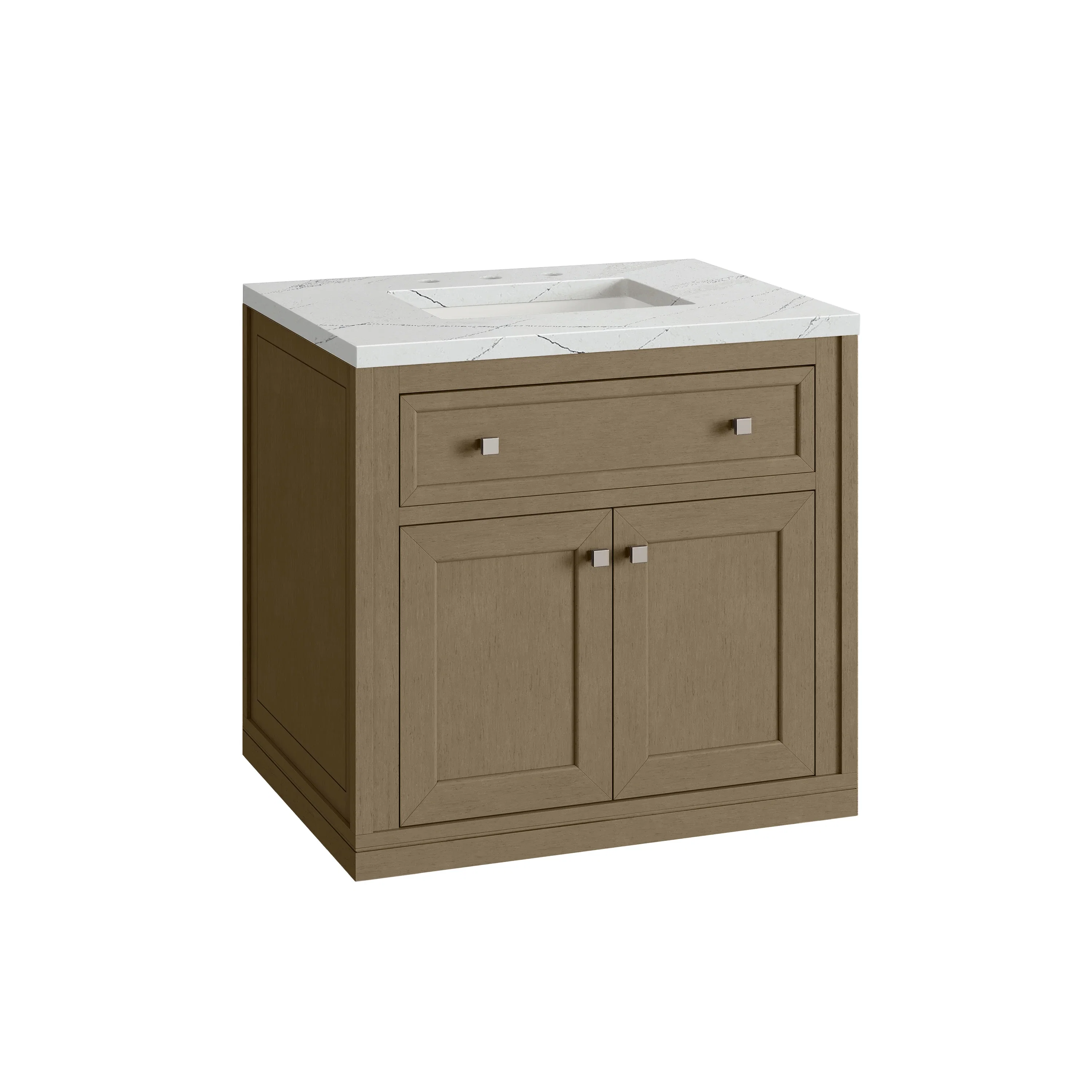 Chicago 30" Single Vanity, Walnut Whisper, w/ 3 CM Ethereal Noctis Silestone® Top