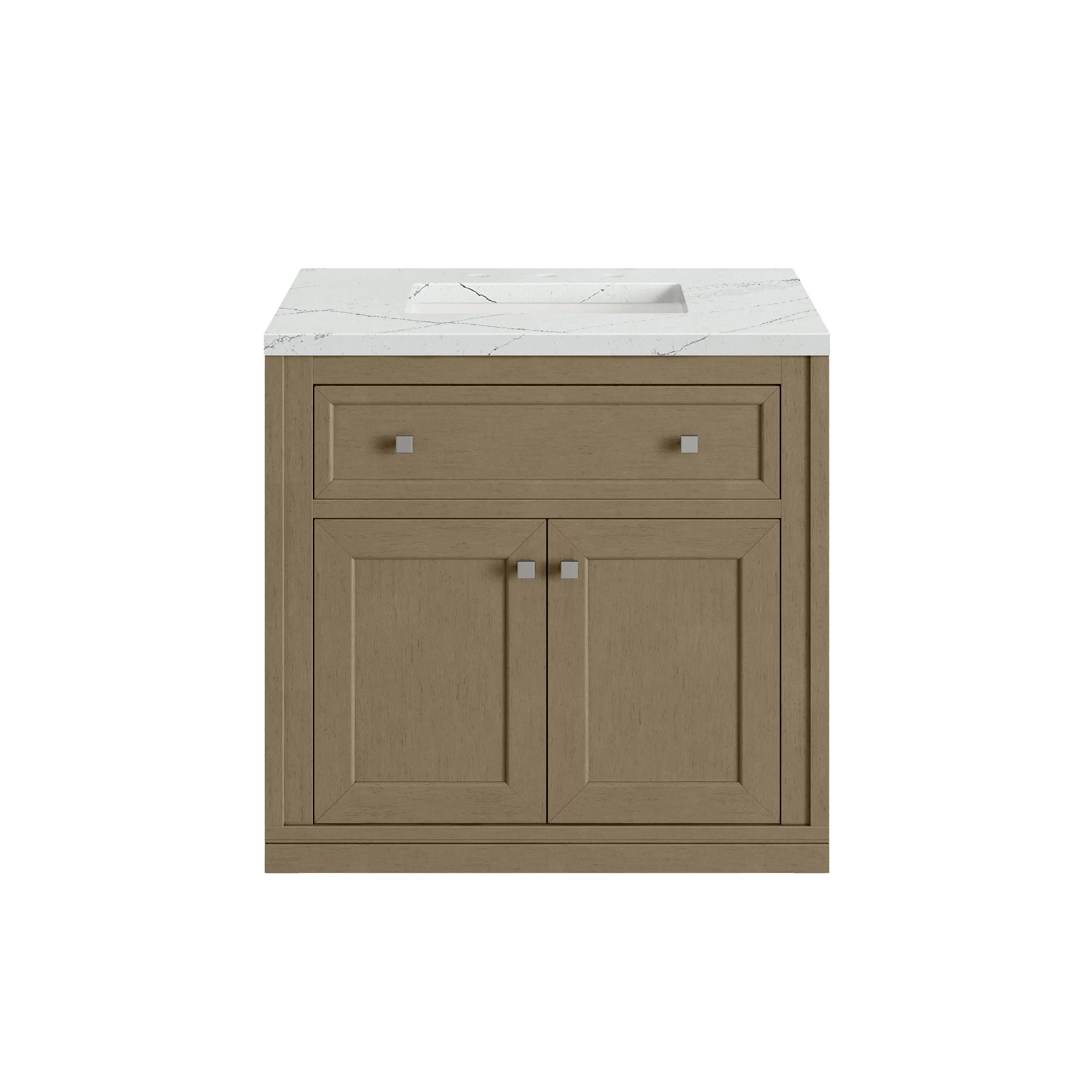 Chicago 30" Single Vanity, Walnut Whisper, w/ 3 CM Ethereal Noctis Silestone® Top