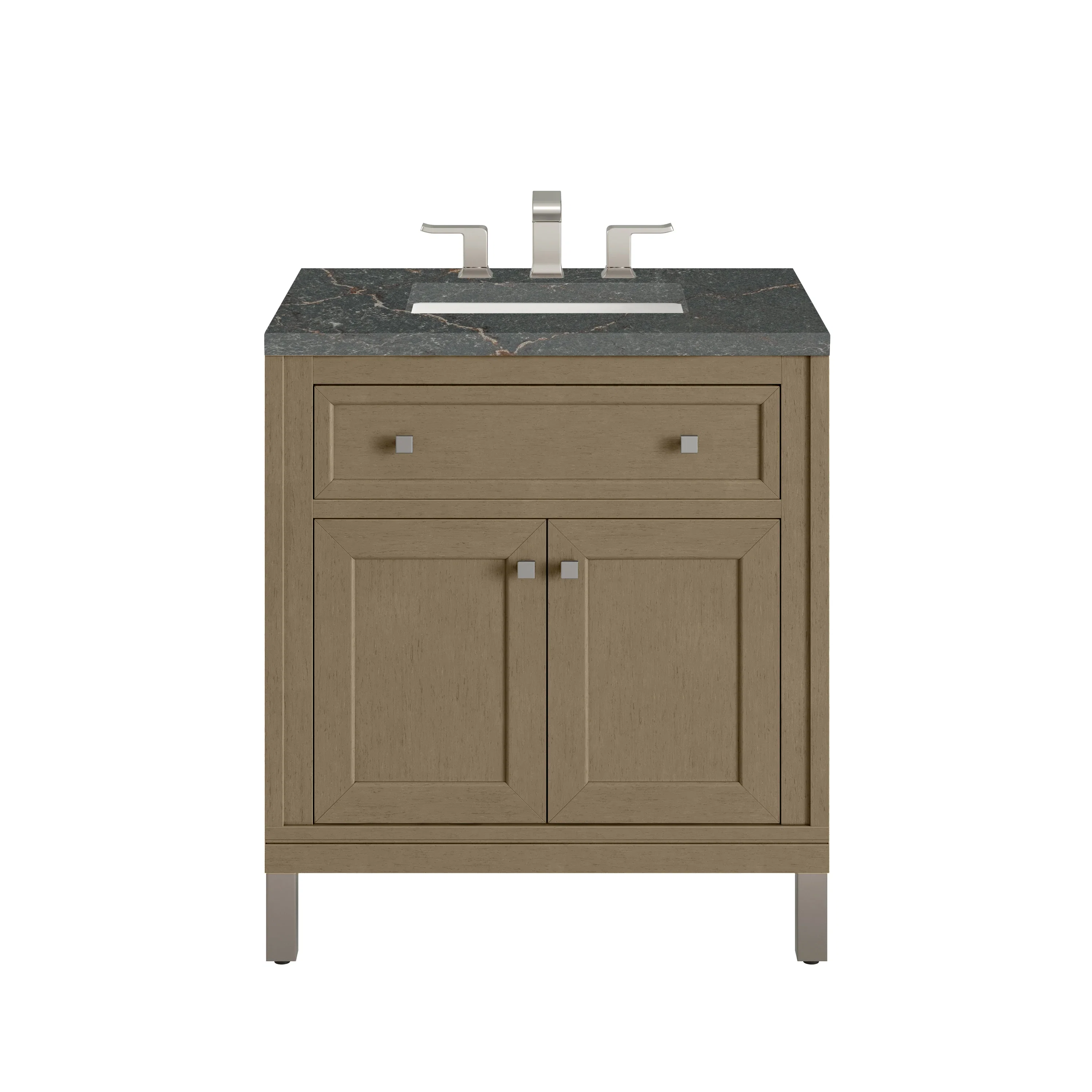 Chicago 30" Single Vanity, Walnut Whisper, w/ 3 CM Parisien Bleu Silestone® Top