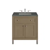 Chicago 30" Single Vanity, Walnut Whisper, w/ 3 CM Parisien Bleu Silestone® Top
