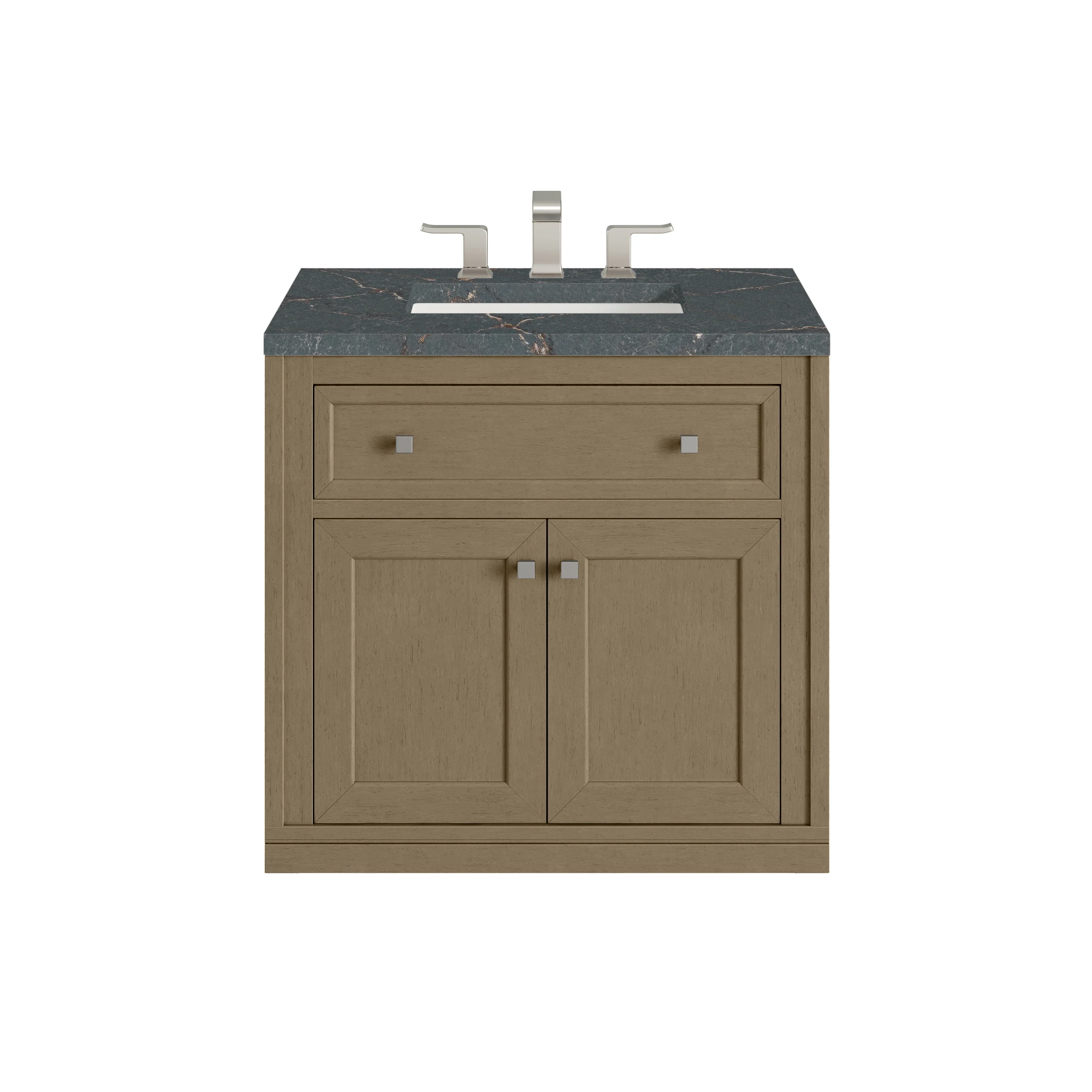 Chicago 30" Single Vanity, Walnut Whisper, w/ 3 CM Parisien Bleu Silestone® Top