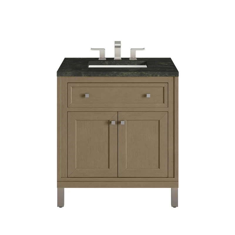 Chicago 30" Single Vanity, Walnut Whisper, w/ 3 CM Phantome Eclos Top