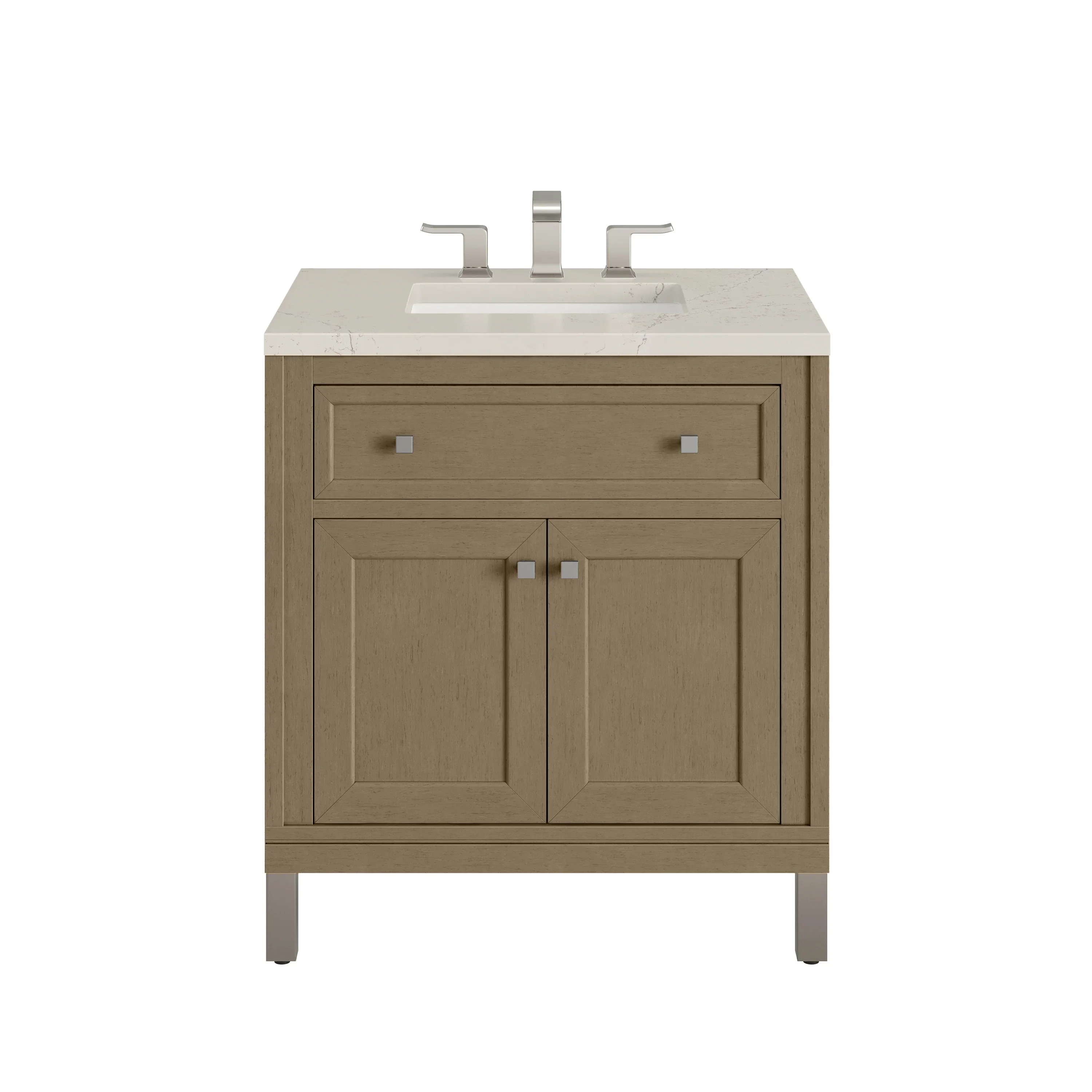 Chicago 30" Single Vanity, Walnut Whisper, w/ 3 CM Siberian Silestone Top