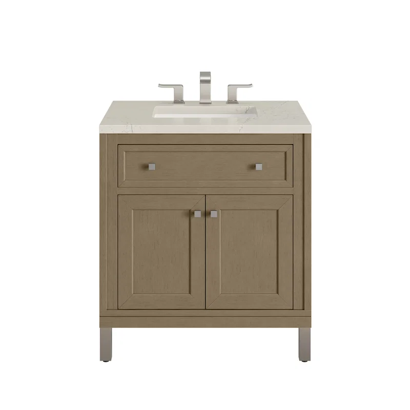 Chicago 30" Single Vanity, Walnut Whisper, w/ 3 CM Siberian Silestone Top