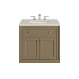 Chicago 30" Single Vanity, Walnut Whisper, w/ 3 CM Siberian Silestone Top