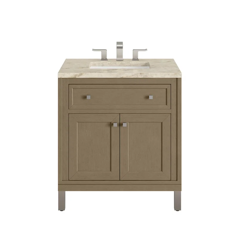 Chicago 30" Single Vanity, Walnut Whisper, w/ 3 CM Tajnar Eclos Top