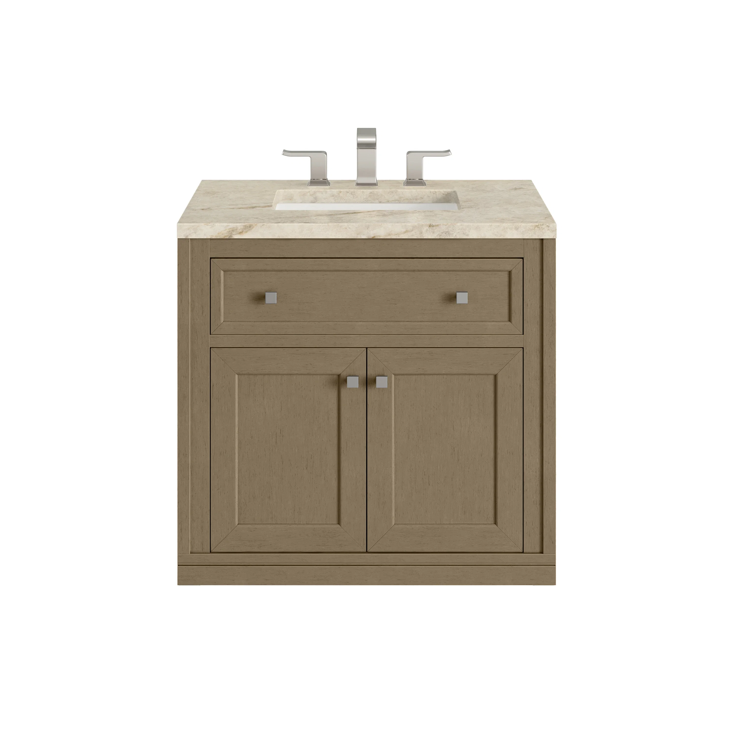 Chicago 30" Single Vanity, Walnut Whisper, w/ 3 CM Tajnar Eclos Top