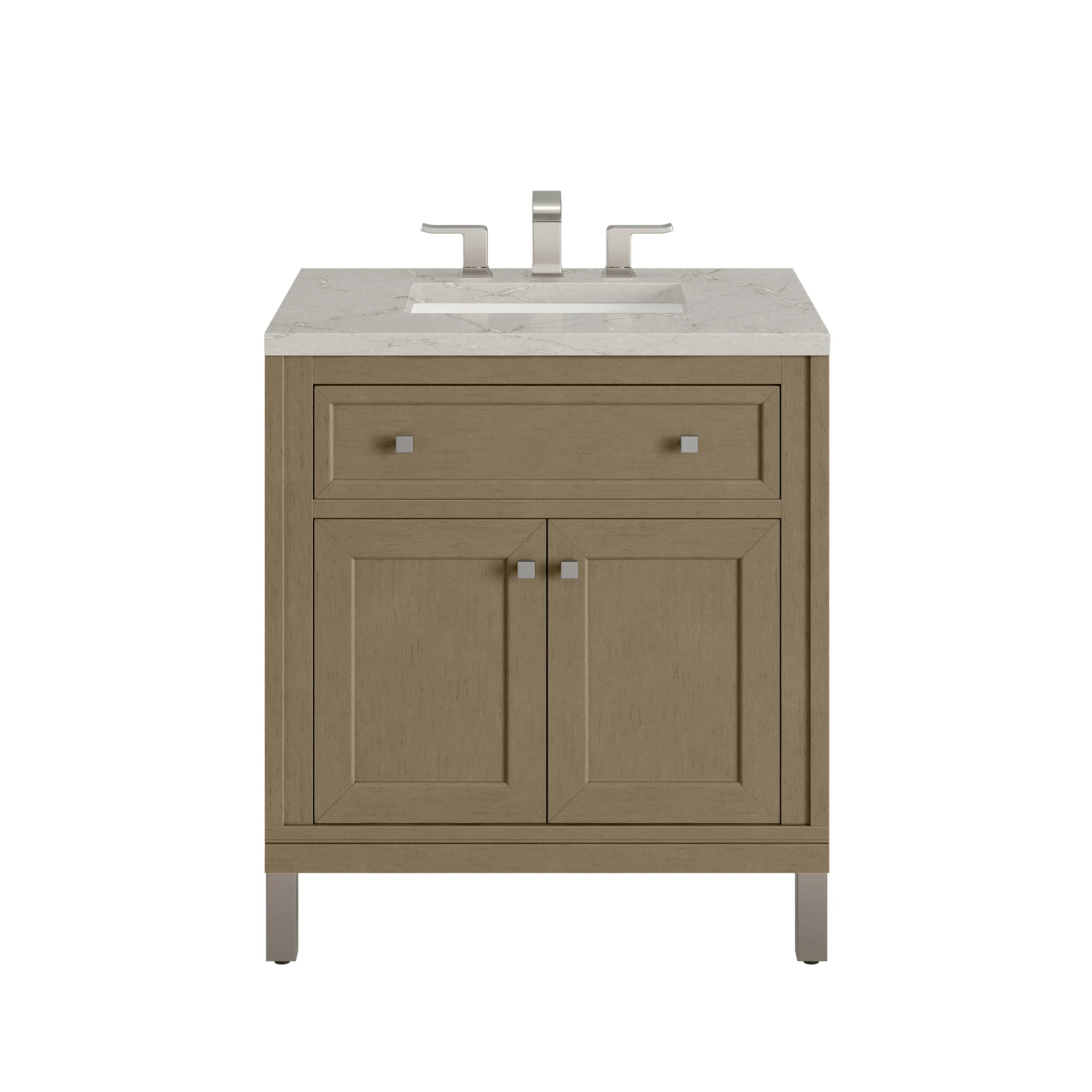 Chicago 30" Single Vanity, Walnut Whisper, w/ 3 CM Victorian Silver Silestone® Top