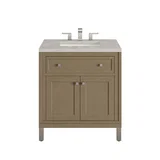 Chicago 30" Single Vanity, Walnut Whisper, w/ 3 CM Victorian Silver Silestone® Top