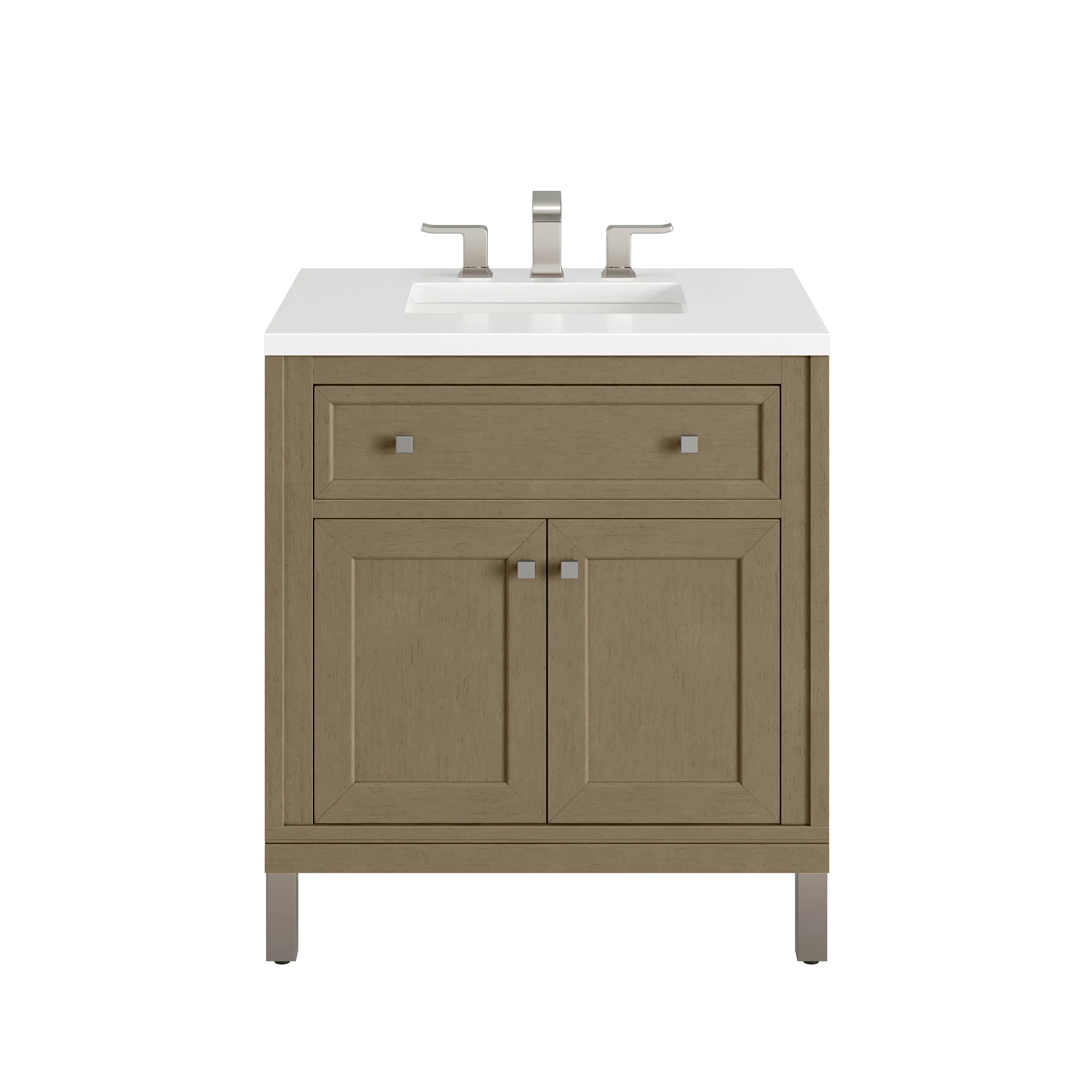 Chicago 30" Single Vanity, Walnut Whisper, w/ 3 CM White Zeus Silestone® Top