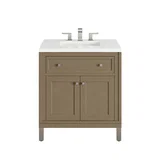 Chicago 30" Single Vanity, Walnut Whisper, w/ 3 CM White Zeus Silestone® Top