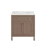 Chicago 30" Single Vanity, Walnut Whisper, w/ 3 CM White Zeus Silestone® Top