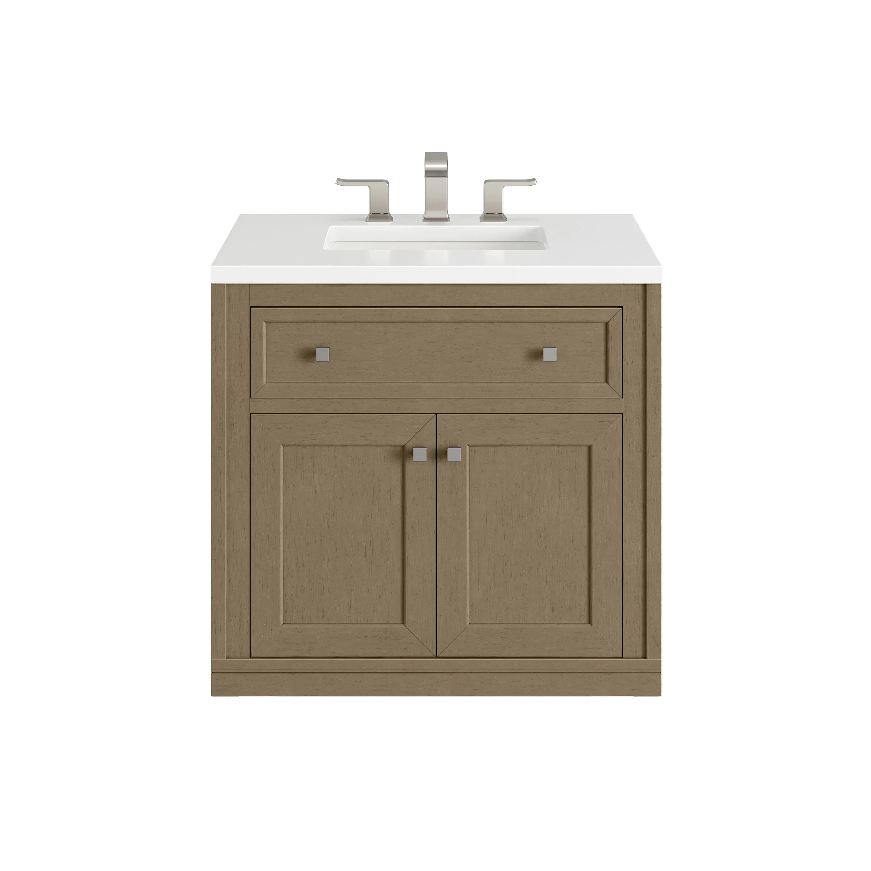 Chicago 30" Single Vanity, Walnut Whisper, w/ 3 CM White Zeus Silestone® Top