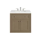 Chicago 30" Single Vanity, Walnut Whisper, w/ 3 CM White Zeus Silestone® Top